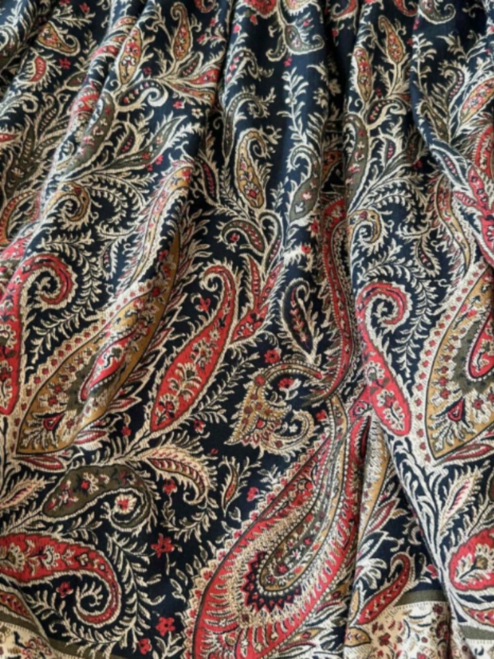 Share Vintage Howard Wolf Paisley Floral Black Red Maxi Skirt Sz 10 Boho Flowy - Picture 2 of 5